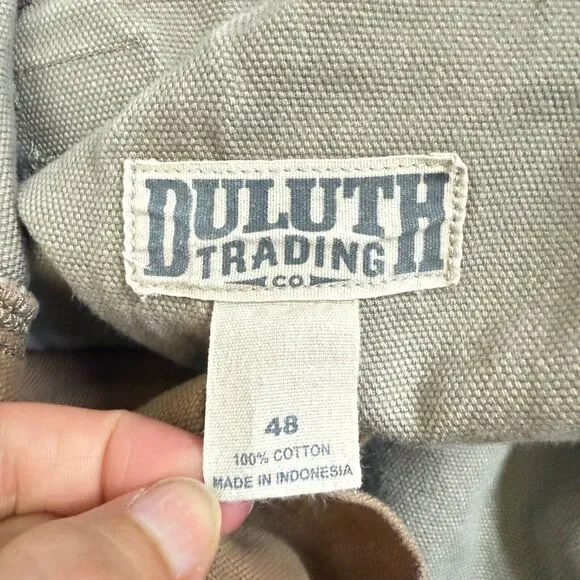 Duluth Cargo Shorts Mens 48 Khaki Thick Canvas Workwear Utility Gusseted